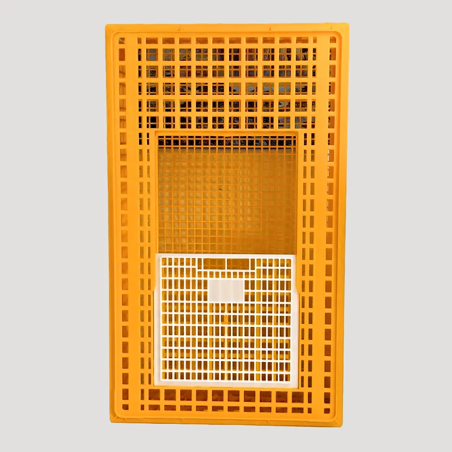 Polypropylene PP chicken transport basket with easy to open lid